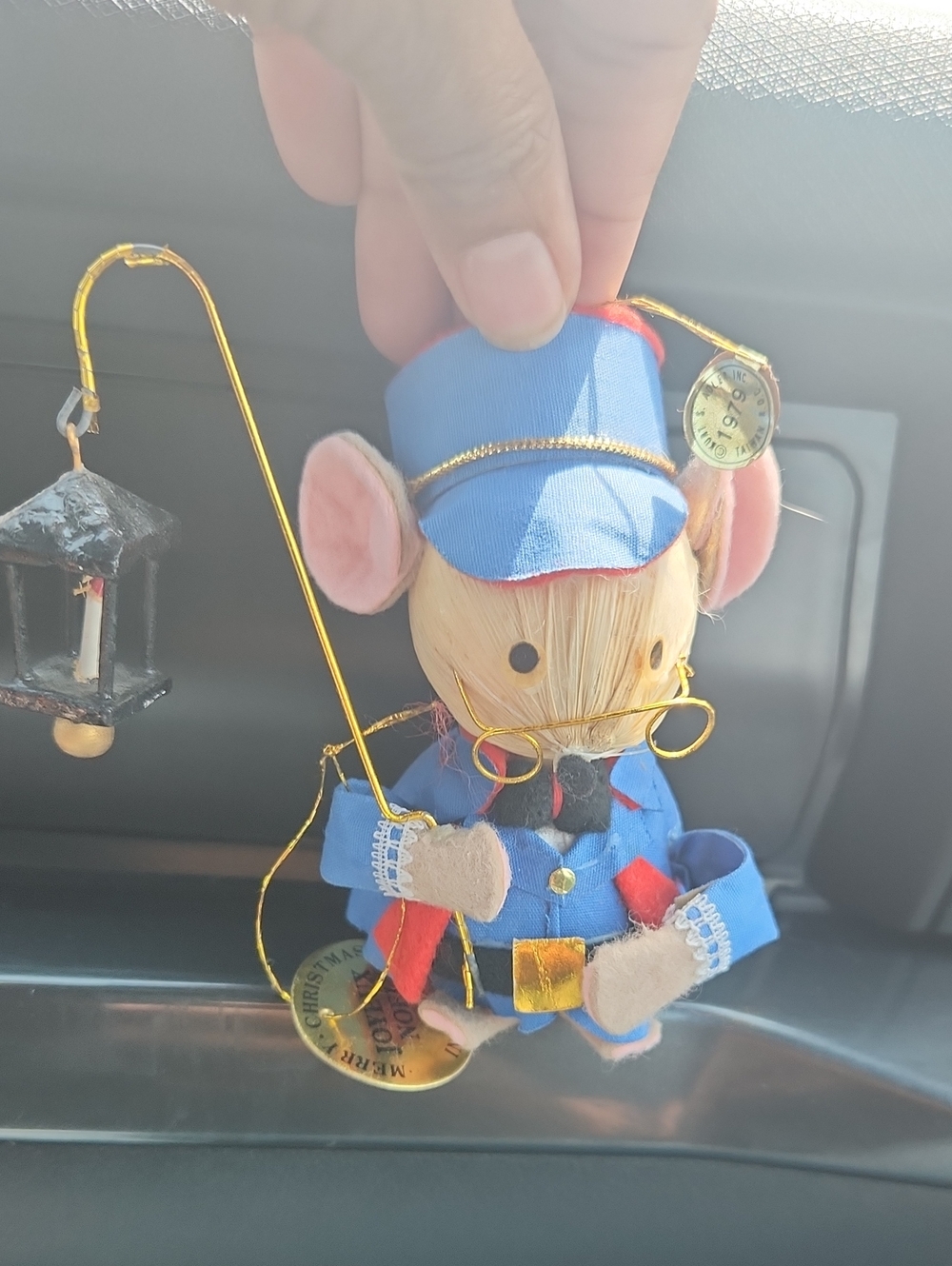 Kurt Adler Vintage Corn Husk Christmas Mouse Ornament. 1979
